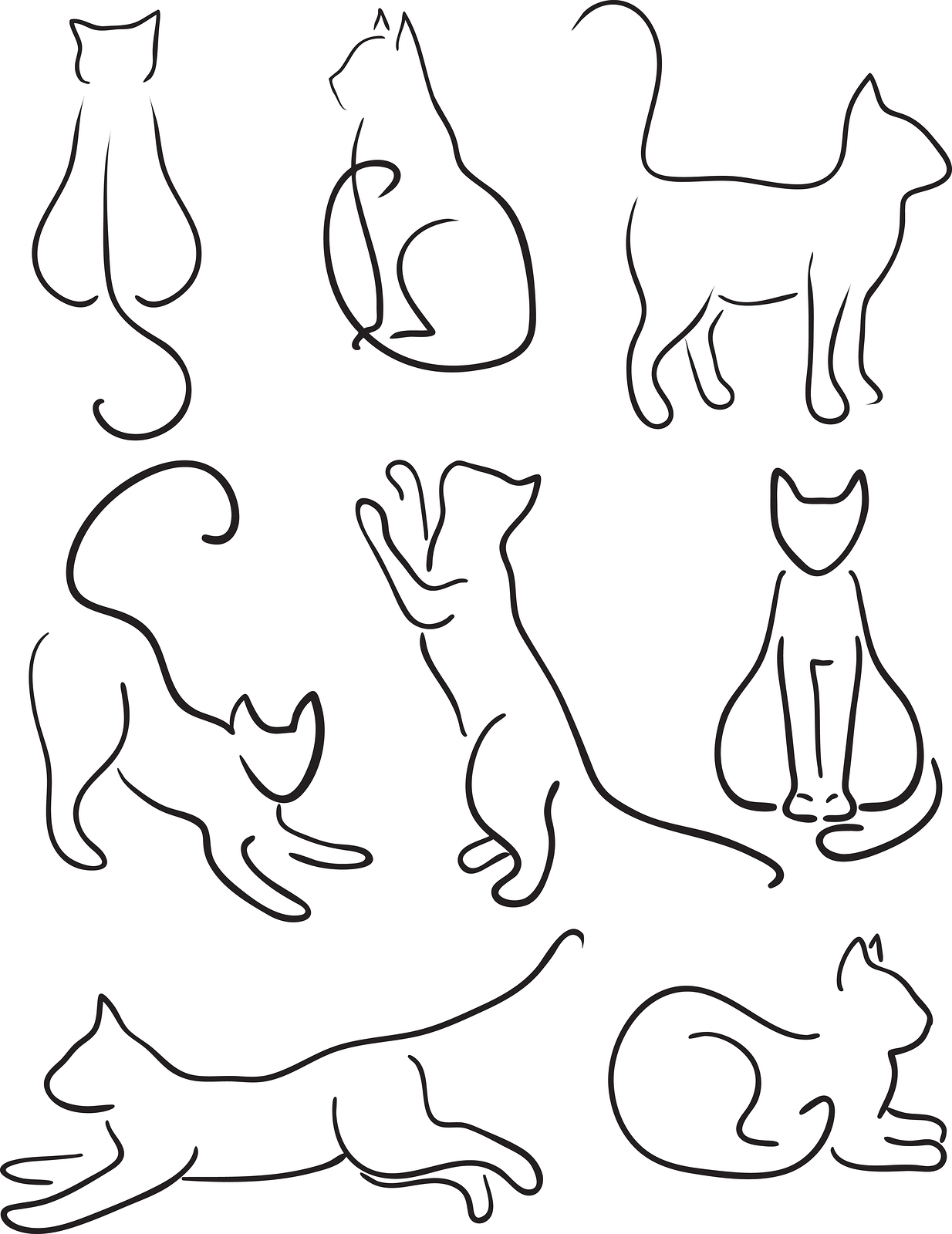 clip art line drawing of a cat - photo #10